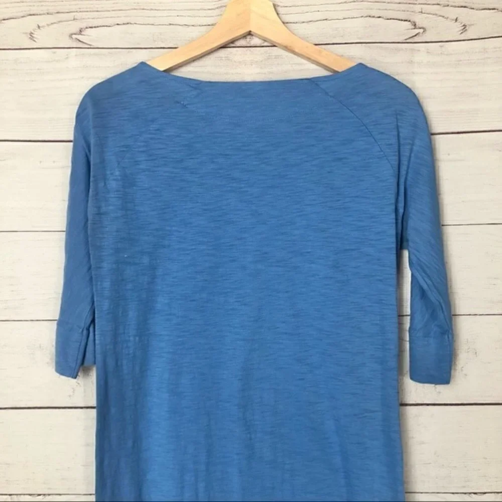 Lilly Pulitzer Solid Blue Pima Cotton Cassie 3/4 Sleeve T-Shirt Shift Dress XS